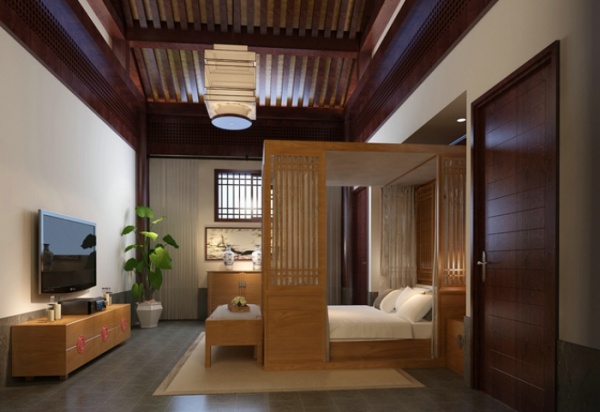 中式风格卧室吊顶装修设计