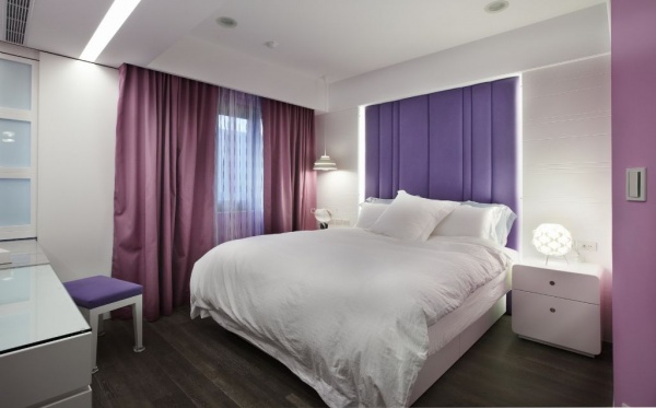 简约紫色梦幻卧室装修效果图