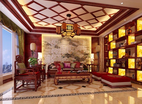 本案是一套现代中式风格的别墅家装案例，客厅大多使用红色实木家具装饰，优雅的白色钢琴，现代中式风格是中式风格的一种；也被称作新中式风格。是中国传统风格文化意义在当前时代背景下的演绎；是对中国当代文化充分理解基础上的当代设计。