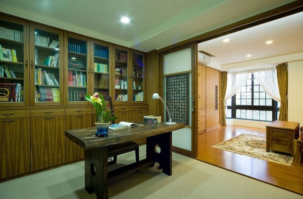 中式江南风格别墅书房室内设计案例