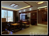 海天翡翠城杨总雅居-现代中式风格-三居室