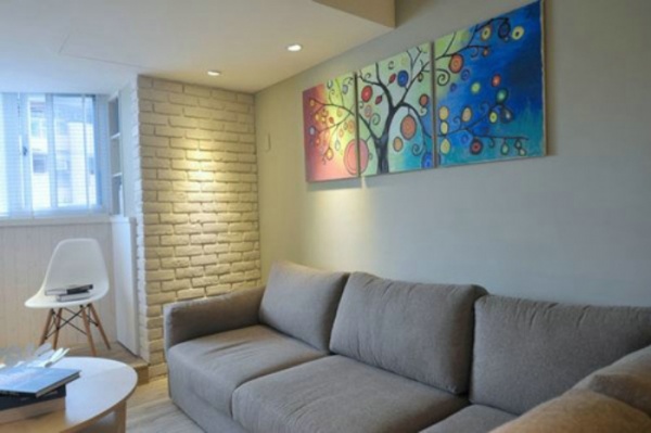 现代日式风格沙发背景墙装饰画图片