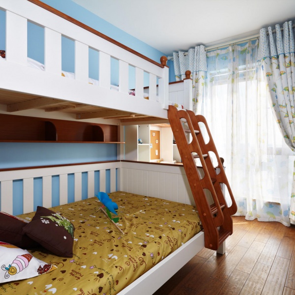 现代实木上下床儿童房装修案例