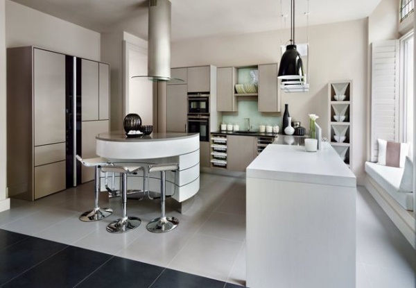 自然洁净开放式厨房 现代整体风格效果图