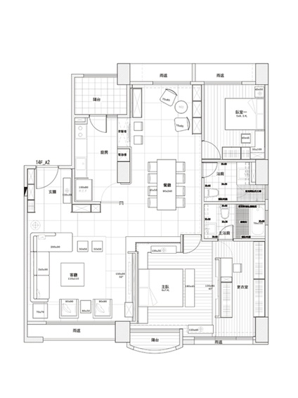 经典现代三居室平面图