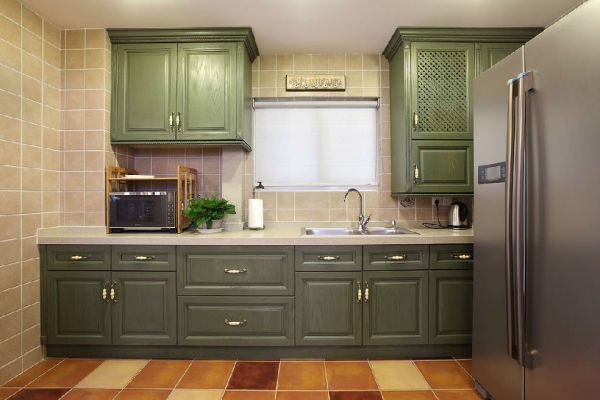 美式绿色橱柜厨房装修