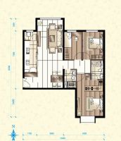 北京华贸城三居室现代