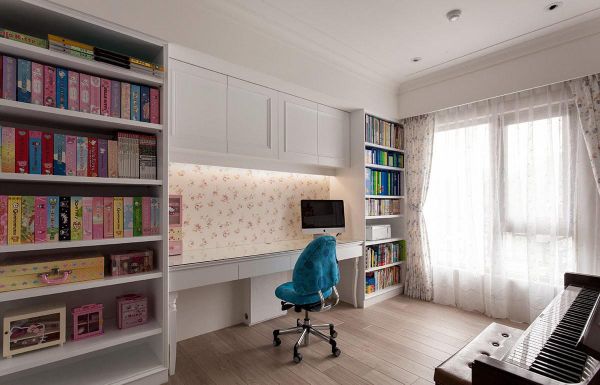 北欧风格室内书房家装设计效果图