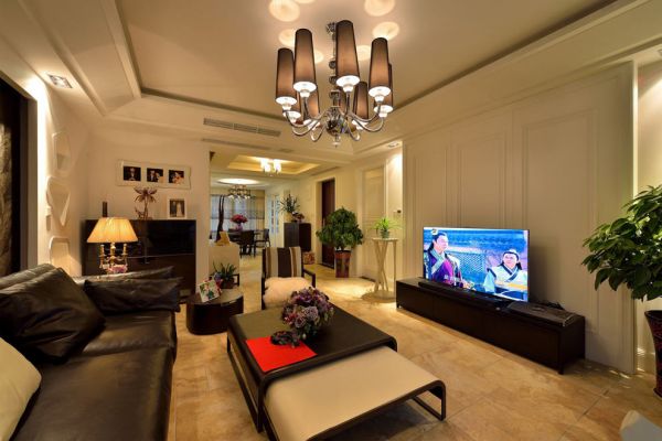 现代室内客厅电视背景墙欣赏2015