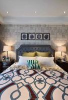 蓝灰色混搭三居家装效果图