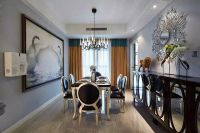 蓝灰色混搭三居家装效果图