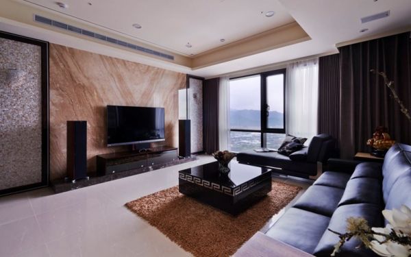 现代设计12平米客厅电视背景墙