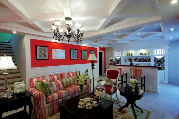 红色魅力混搭客厅装修设计