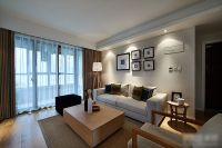 现代原木三居装潢效果图