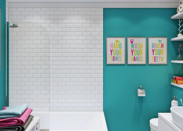 清新北欧风格设计浴室效果图