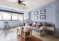 蓝色夏日地中海客厅布置效果图