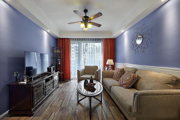 蓝色美式客厅设计