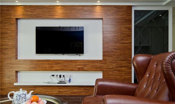 现代实木电视背景墙设计效果图片