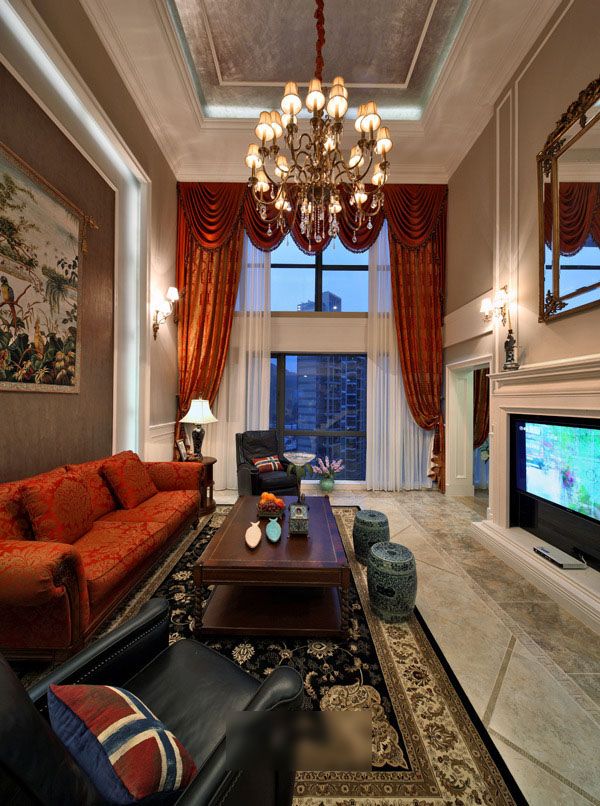 豪华古典美式客厅装饰设计
