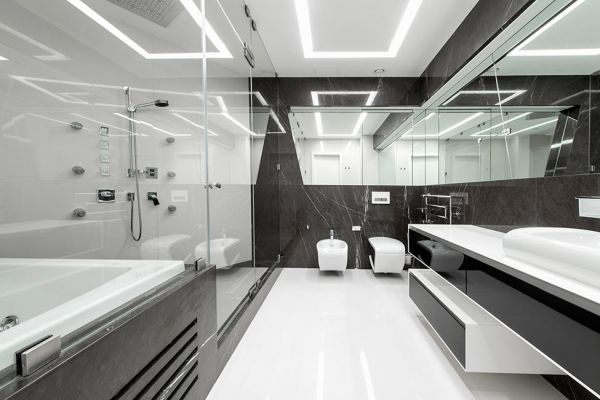 未来感的黑白卫生间设计