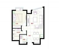 华业东方瑰一两居简欧风格装修案例