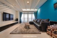 恒大江湾优雅而宁静蓝色现代风格家居装修