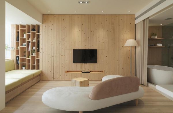 日式简约木质一居室装饰效果图