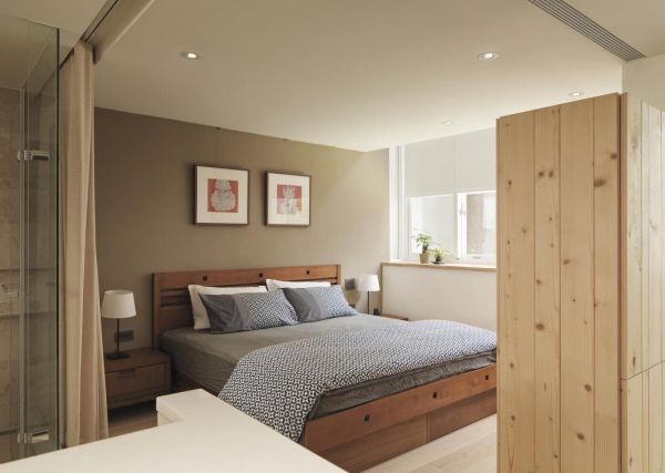 日式简约木质卧室装饰效果图