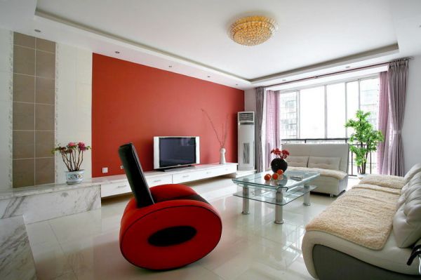 时尚红白现代二居装潢案例