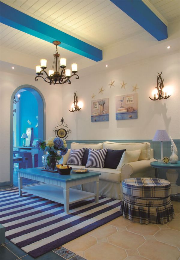 蓝色梦幻地中海客厅设计