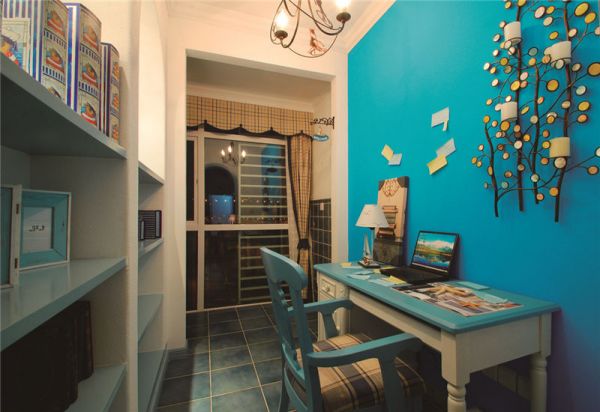 蓝色梦幻地中海家居书房设计