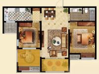 绿地中央广场·云谷 地中风格 两居室 90平