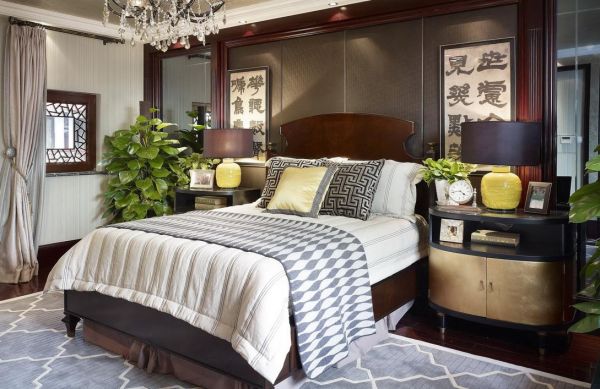 中式古典现代卧室设计装修效果图
