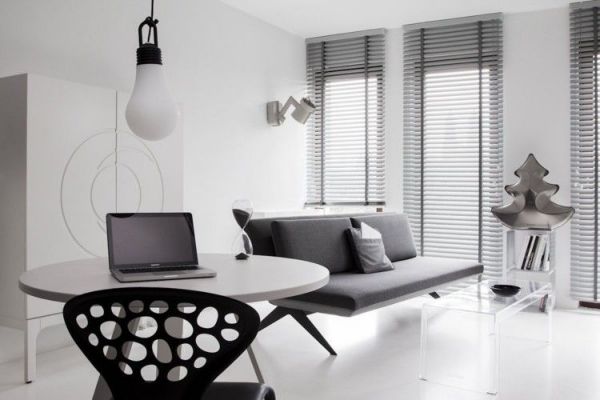 现代黑白设计一居室内装饰图片