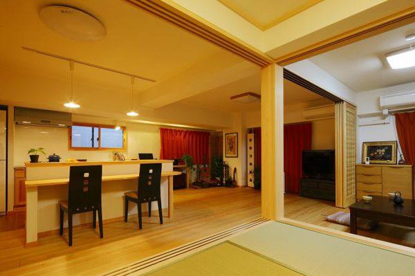 暖色系设计日式家居效果图