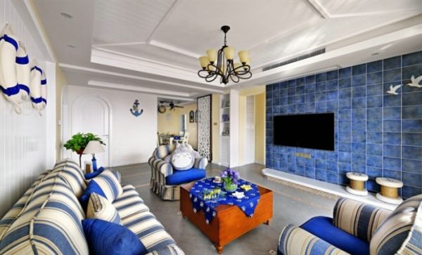 地中海设计13平米客厅电视背景墙大全