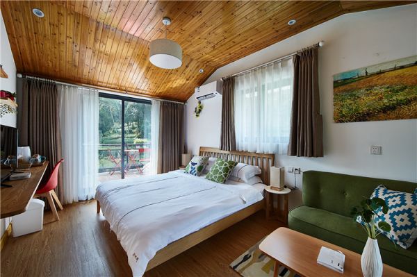 北欧绿色清新卧室布置