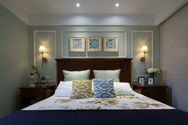 淡蓝色美式卧室装饰欣赏
