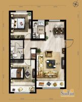 保利中央公园-地中海风格-二居室