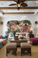 东南亚住宅沙发背景墙效果图