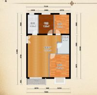 国美风唐-北京92平3居简欧风格效果图