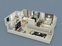 现代简约风格---玉泉新城153平三居效果图