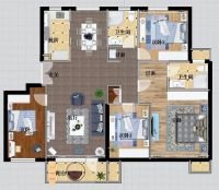 地中海风格案例—中宏·由山由谷140平四居