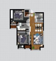 中海国际公馆90平两居，现代简约风格效果图