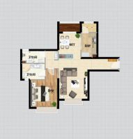 现代简约风格---合景领峰69平一居室