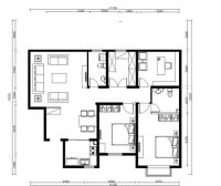 远洋山水88平简欧时尚案例效果图设计