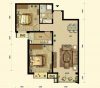 中国铁建·原香漫谷-田园风格-二居室