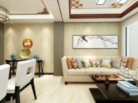 现代中式风格效果图——88平二居