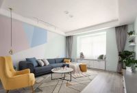 北欧风格装修效果图，马卡龙色背景墙太清新。