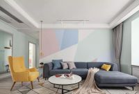 北欧风格装修效果图，马卡龙色背景墙太清新。